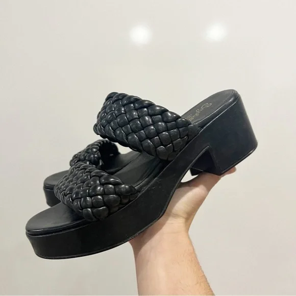Anthropologie Seychelles Black Braided Platform Heeled Sandals - Picture 6 of 15